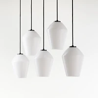 Arren Black 5-Light Linear Pendant with Angled Milk Glass Shades 40.8"