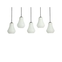 Arren Black 5-Light Linear Pendant with Teardrop Milk Glass Shades