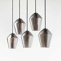 Arren Black 5-Light Linear Pendant with Angled Silver Glass Shades 40.8"