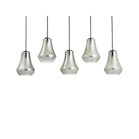 Arren Black 5-Light Linear Pendant with Teardrop Silver Glass Shades