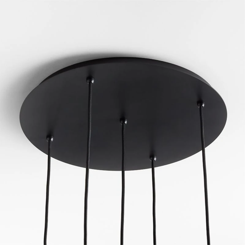 Arren Black 5-Light Round Pendant with Large Round Clear Glass Shades 40.7"