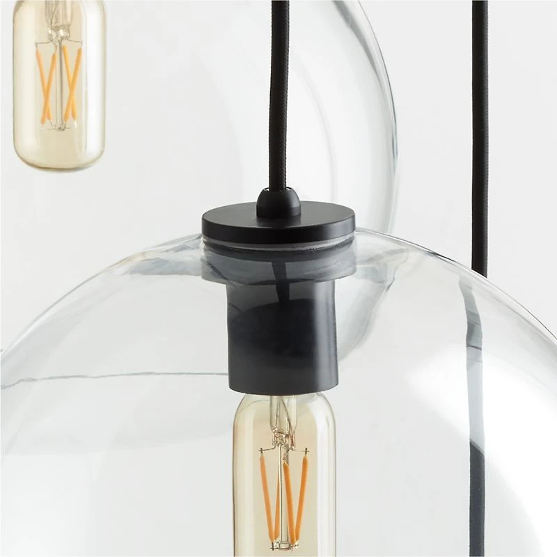 Arren Black 5-Light Round Pendant with Large Round Clear Glass Shades 40.7"