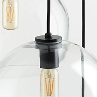 Arren Black 5-Light Round Pendant with Large Round Clear Glass Shades 40.7"