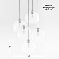 Arren Black 5-Light Round Pendant with Large Round Clear Glass Shades 40.7"