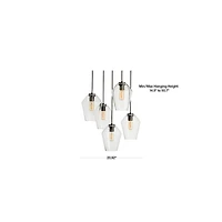 Arren Black 5-Light Round Pendant with Angled Clear Glass Shades 18"