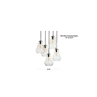 Arren Black 5-Light Round Pendant with Teardrop Clear Glass Shades