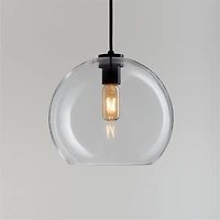 Arren Black Single Pendant Light with Large Round Clear Glass Shade 10.5"