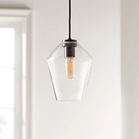 Arren Black Single Pendant Light with Clear Angled Shade 6.7"