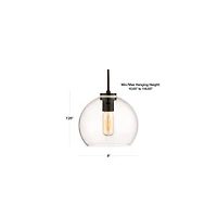 Arren Brass Single Pendant Light with Clear Round Shade 8"