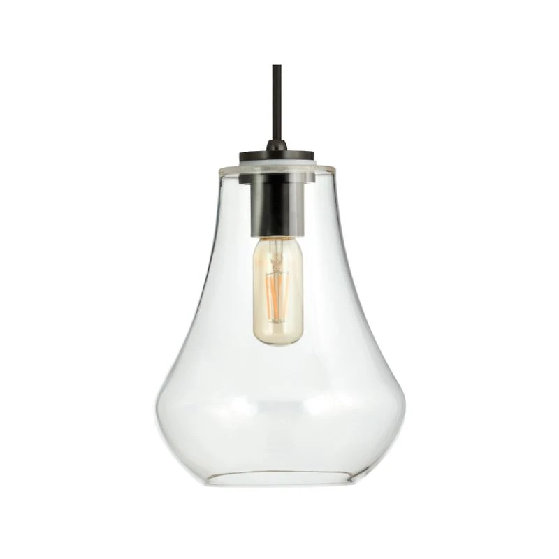 Arren Black Single Pendant Light with Clear Teardrop Shade