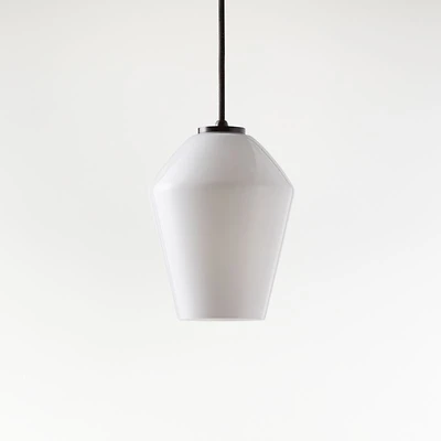 Arren Black Single Pendant Light with Milk Angled Shade 6.7"