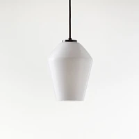 Arren Black Single Pendant Light with Milk Angled Shade 6.7"