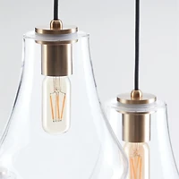 Arren Brass 3-Light Round Pendant with Teardrop Clear Glass Shades