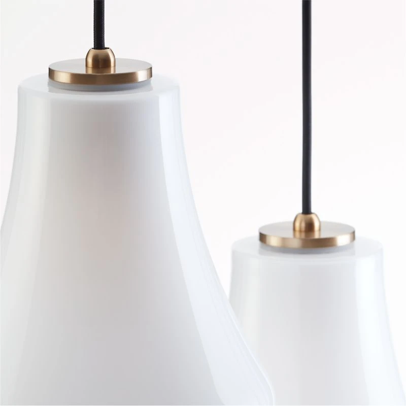 Arren Brass 3-Light Round Pendant with Teardrop Milk Glass Shades