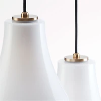 Arren Brass 3-Light Round Pendant with Teardrop Milk Glass Shades