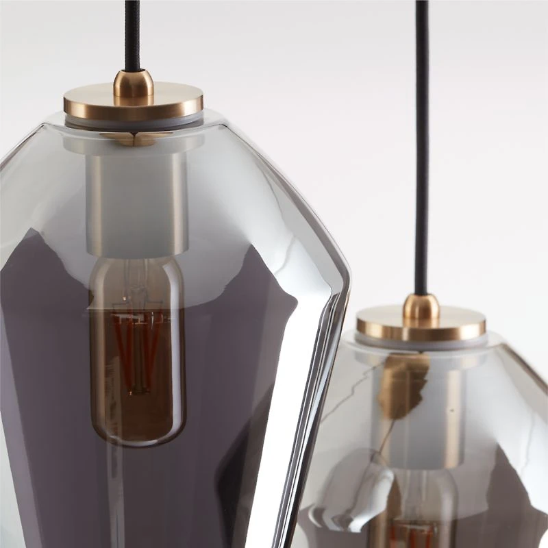 Arren Brass 3-Light Round Pendant with Angled Silver Glass Shades 16"