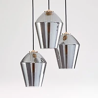 Arren Brass 3-Light Round Pendant with Angled Silver Glass Shades 16"