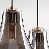 Arren Brass 3-Light Round Pendant with Teardrop Silver Glass Shades