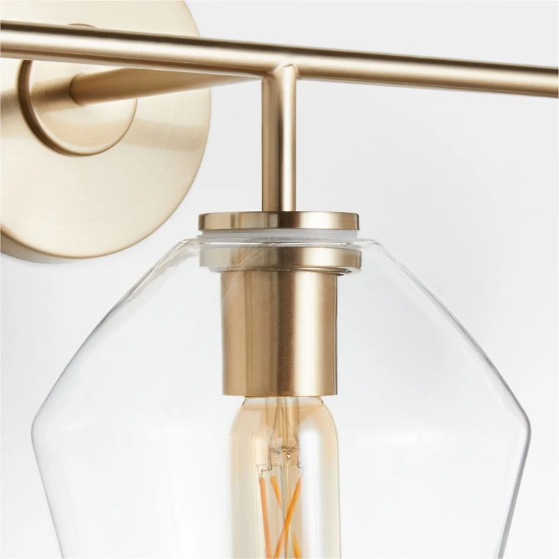 Arren Brass 3-Light Wall Sconce with Clear Angled Shades
