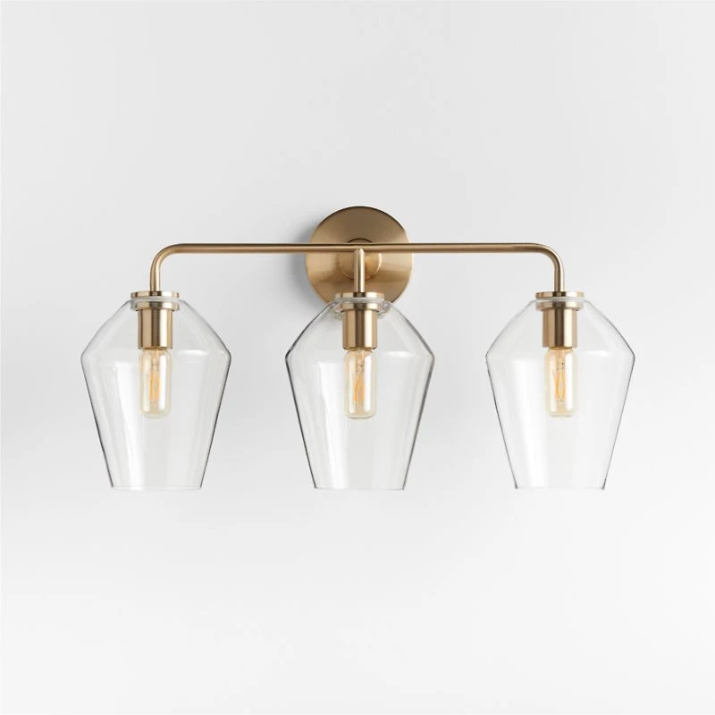 Arren Brass 3-Light Wall Sconce with Clear Angled Shades