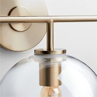 Arren Brass 3-Light Wall Sconce with Clear Round Shades