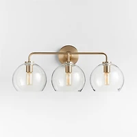 Arren Brass 3-Light Wall Sconce with Clear Round Shades