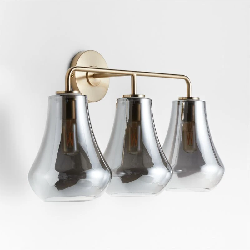 Arren Brass 3-Light Wall Sconce with Silver Teardrop Shades