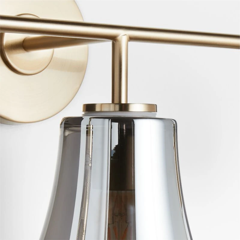 Arren Brass 3-Light Wall Sconce with Silver Teardrop Shades