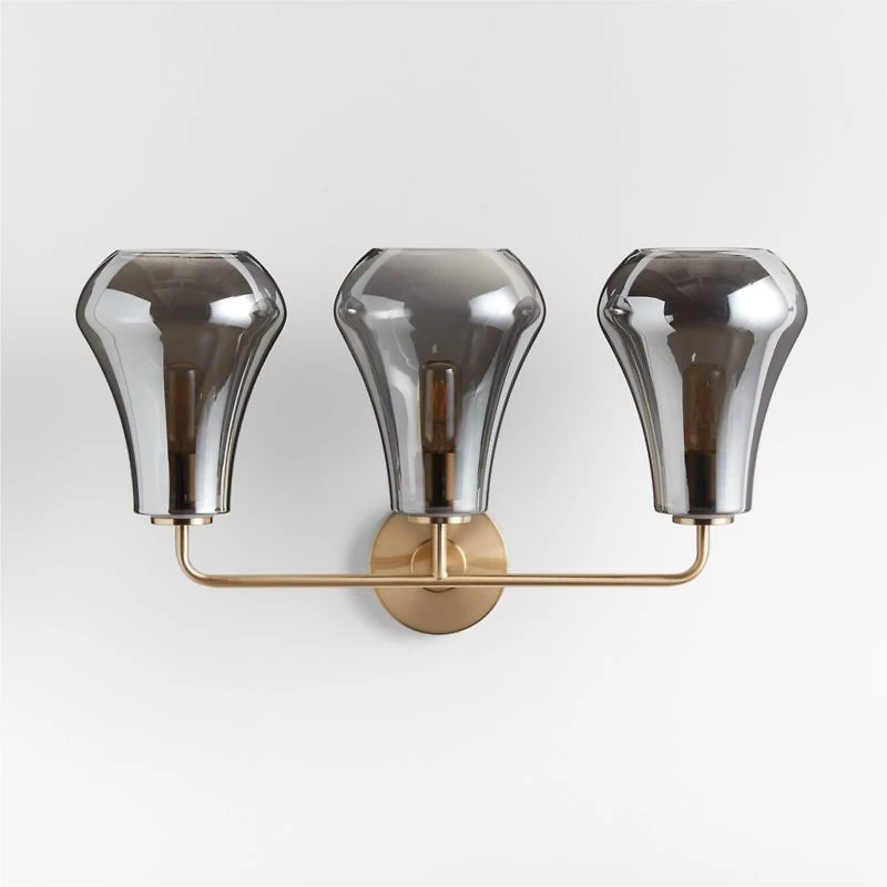 Arren Brass 3-Light Wall Sconce with Silver Teardrop Shades