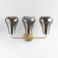 Arren Brass 3-Light Wall Sconce with Silver Teardrop Shades