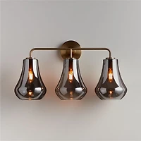 Arren Brass 3-Light Wall Sconce with Silver Teardrop Shades