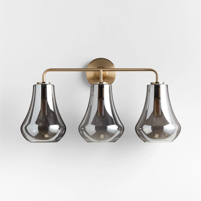 Arren Brass 3-Light Wall Sconce with Silver Teardrop Shades