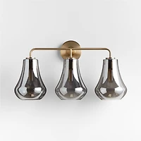 Arren Brass 3-Light Wall Sconce with Silver Teardrop Shades