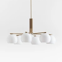 Arren Brass Chandelier Light with Round Milk Glass Shades 37.5"