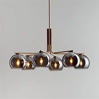 Arren Brass Chandelier Light with Round Silver Glass Shades 37.5"