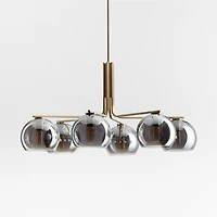 Arren Brass Chandelier Light with Round Silver Glass Shades 37.5"