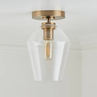 Arren Brass Flush Mount Light with Clear Angled Shade 6.7"