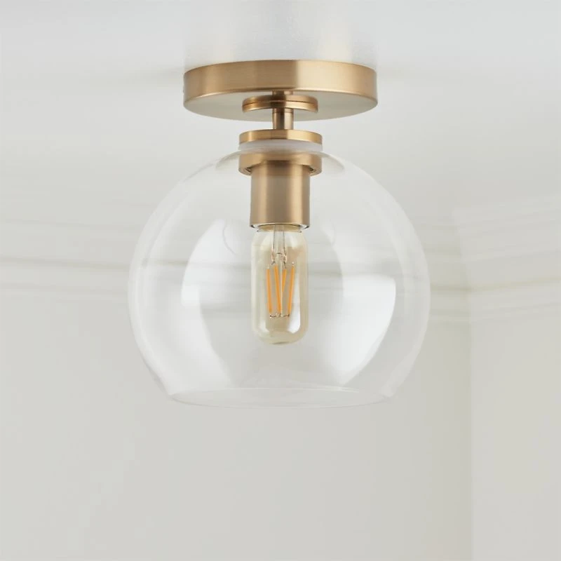 Arren Brass Flush Mount Light with Clear Round Shade 8"