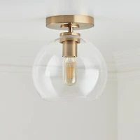 Arren Brass Flush Mount Light with Clear Round Shade 8"