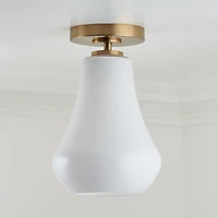 Arren Brass Flush Mount Light with Milk Teardrop Shade