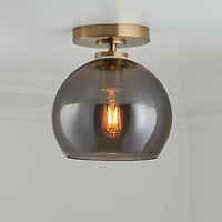Arren Brass Flush Mount Light with Silver Round Shade 8"