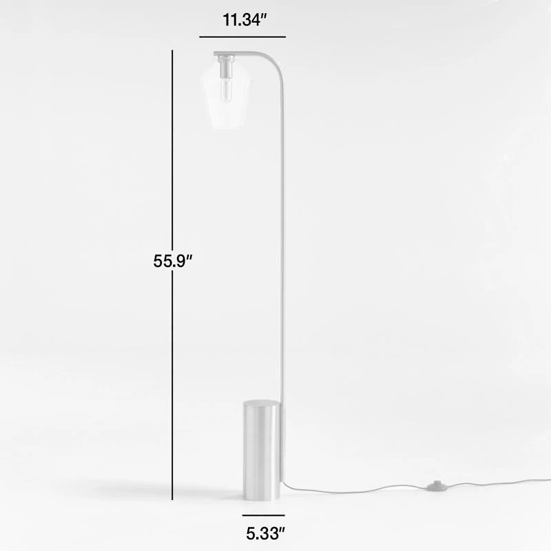 Arren Brass Floor Lamp with Silver Angled Shade 56"