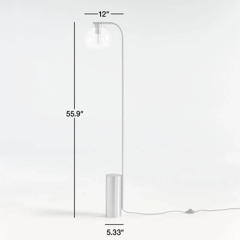Arren Brass Floor Lamp with Milk Round Shade 56"