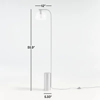 Arren Brass Floor Lamp with Milk Round Shade 56"