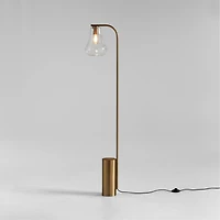 Arren Brass Floor Lamp with Clear Teardrop Shade