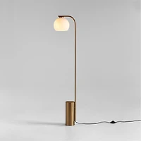 Arren Brass Floor Lamp with Milk Round Shade 56"