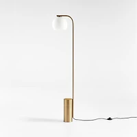 Arren Brass Floor Lamp with Milk Round Shade 56"