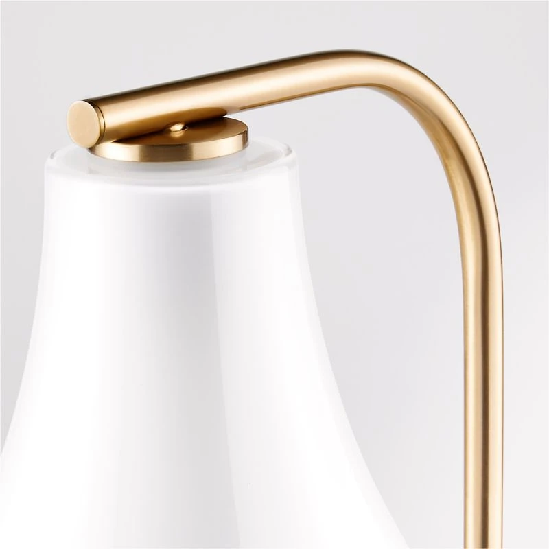 Arren Brass Floor Lamp with Milk Teardrop Shade