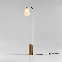Arren Brass Floor Lamp with Milk Teardrop Shade