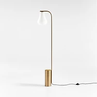 Arren Brass Floor Lamp with Milk Teardrop Shade